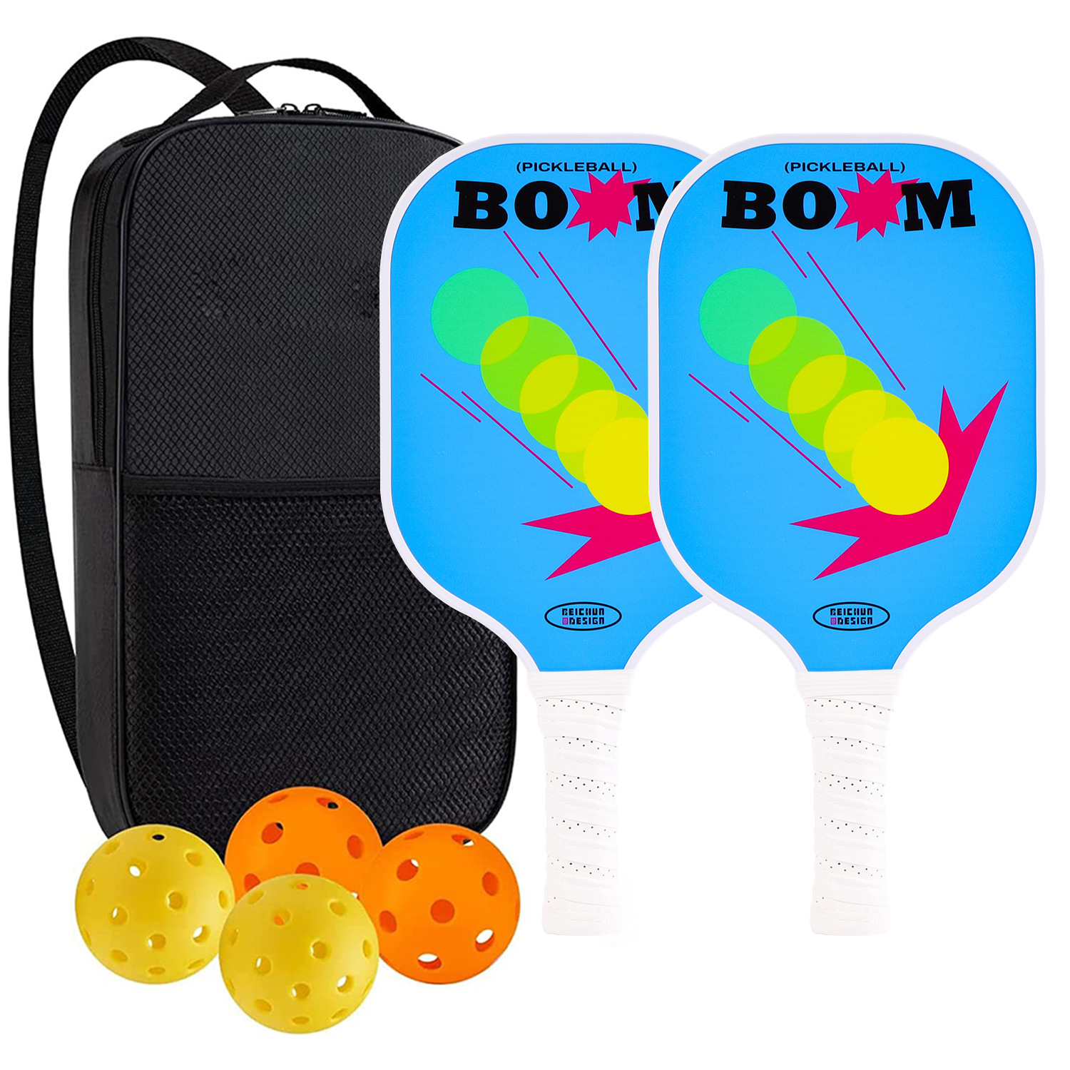 Palette de pickleball en fibre de verre haute performance pour les jeux de plein air compétitifs 2 paddle 4 balle 1 sac 9929