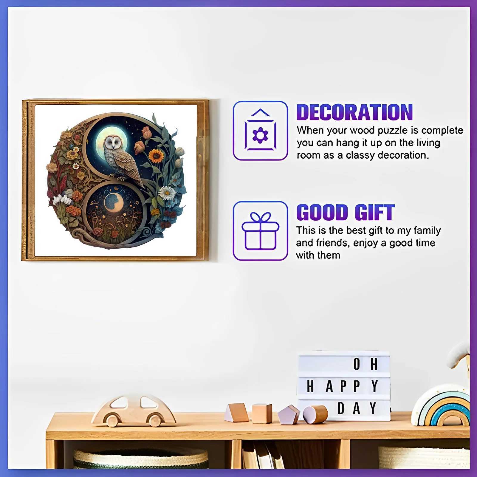 DIY wooden bird with yin yang patterns irregular animal shapes toys birthday and holiday gifts Free shipping
