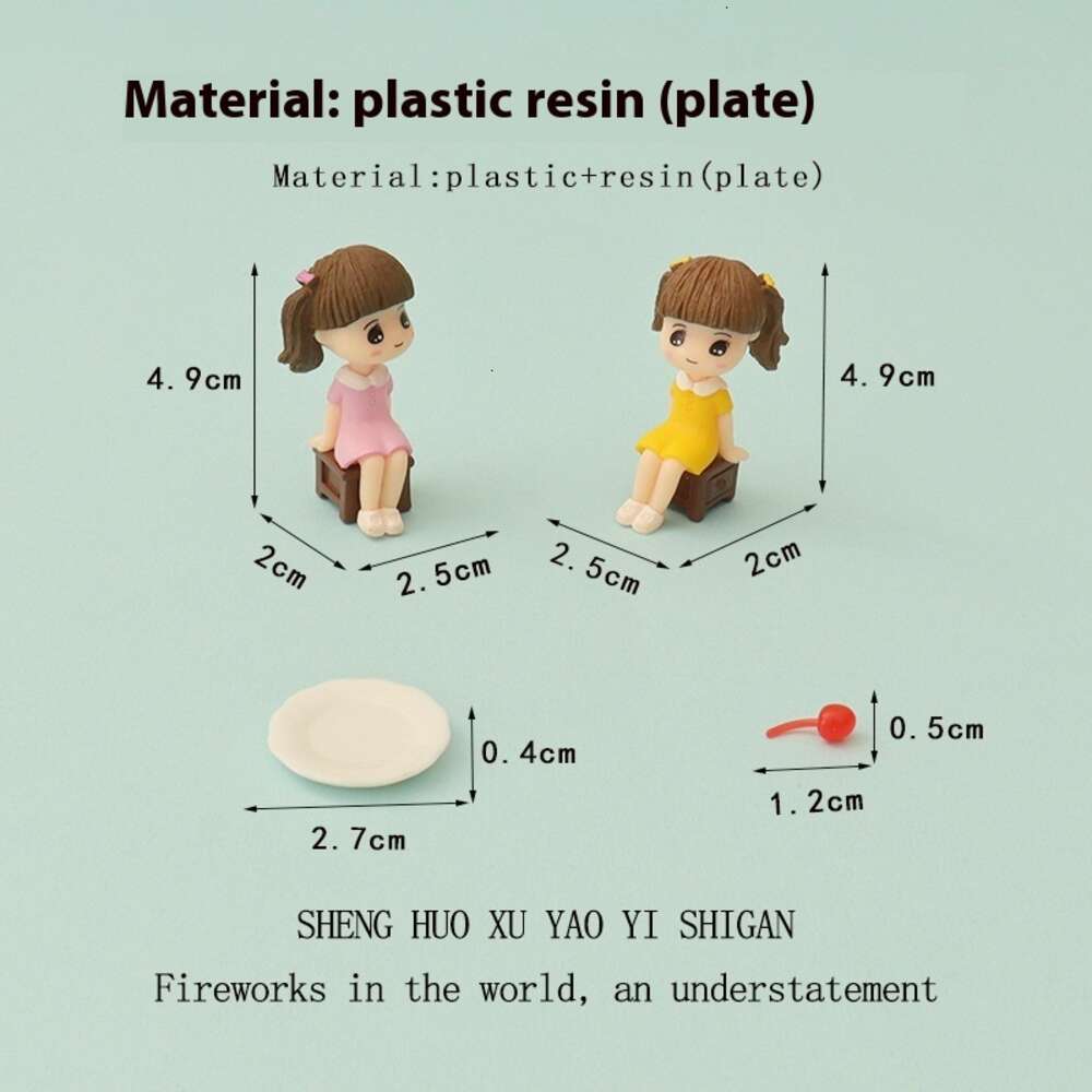 Cartoon Mini Girl Miniature Simulation Table and Chair Baby House Micro Landscape Scene Model Accessories Decorative Desktop Ornament