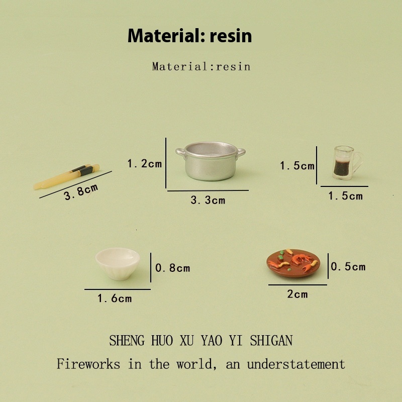 Miniature simulation mini shrimp dish, food and play, children's house kitchen accessories, micro landscape, couple eating hot pot scene decorati