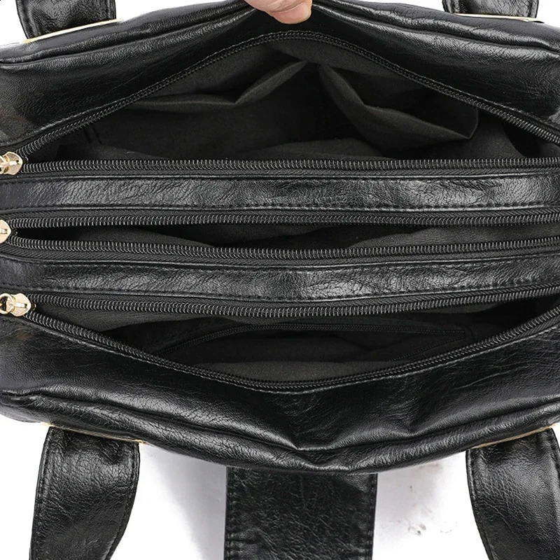 Women Multilayers Tophandle Bag Quality Leather Handbags Purses Female Large Capacity Boston Ladies Sac A Main 240821