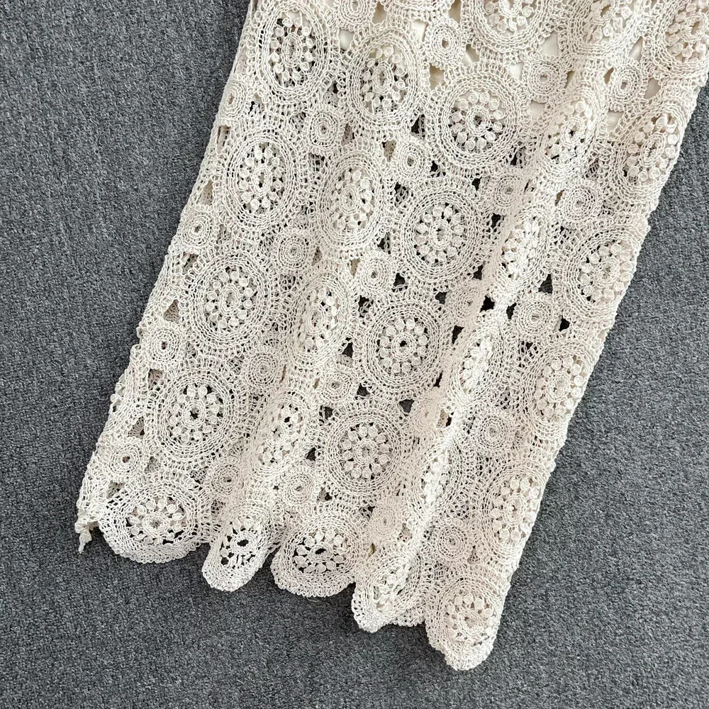 Womens long hook hollow lace skirt womens long hook 240820