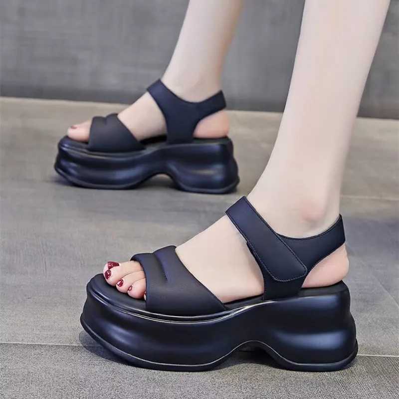 Peep Toe Super High Thick Bottom Leisure Summer Shoes Platform Vacation Slingback Women Sandals CL240806