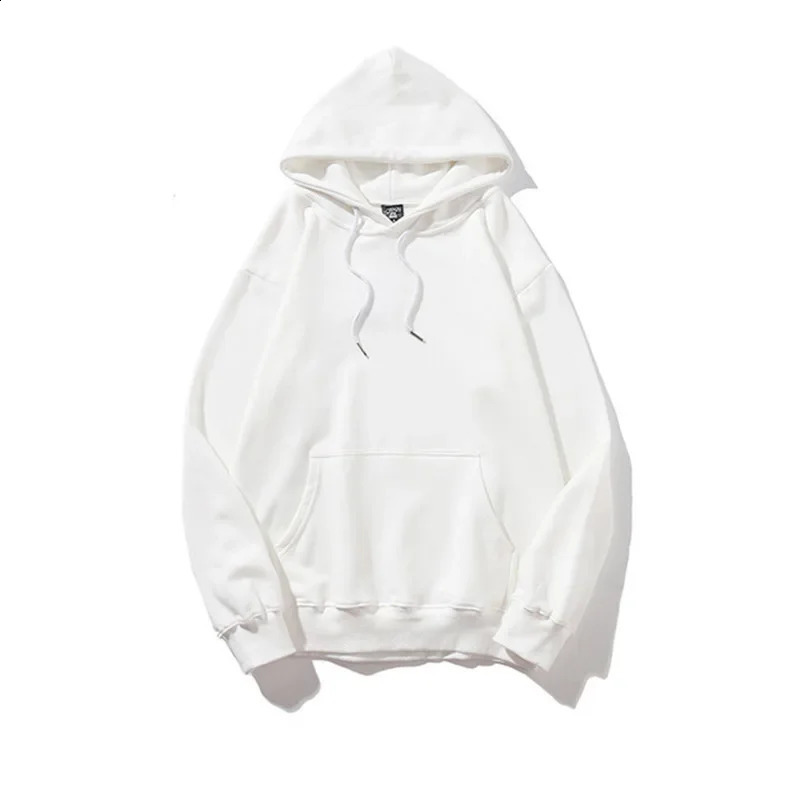 Fashionable solid color loose wool lining sportswear hooded sweatshirt womens casual couple clothing 240821