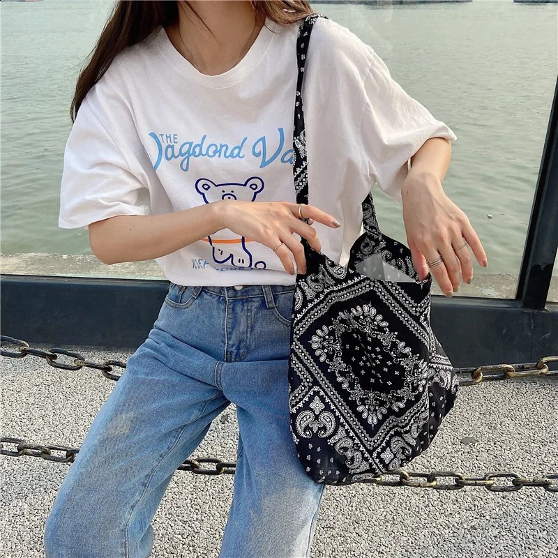 Fashion Womens Ethnic Style Canvas Large Capacity Shoulder Bag Shopping Bag Retro Leisure Travel Handbag 240821