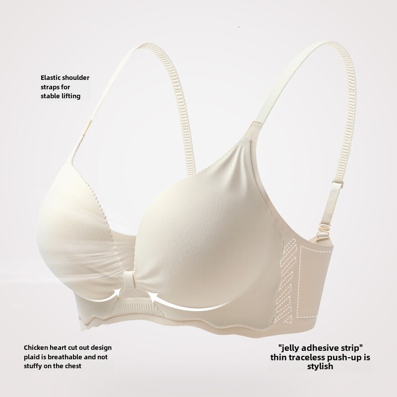 Women's seamless with small chest and large upper support, comfortable collection of accessory breasts, anti sagging, no steel ring, one-piece te