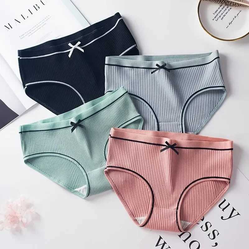 4Pcs/Lot Cotton Underwear Cute Knot Soft Breathable Briefs Young Panties Solid Girl Children Clothes Y240821
