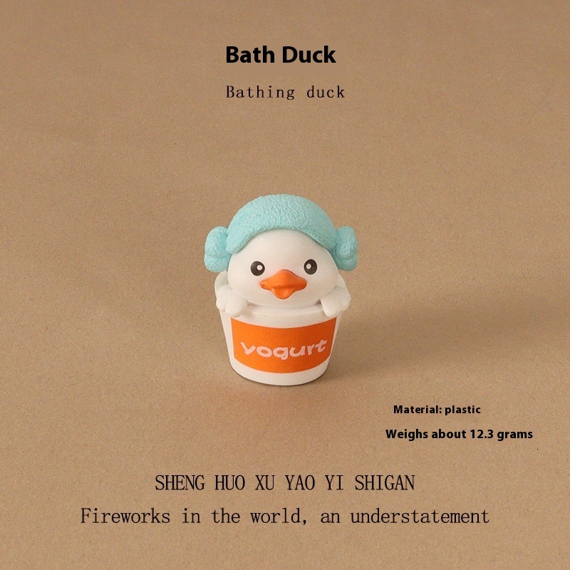 Charming Small Plastic Bathing Duck Sculpture Perfect Desk Accessory and Collectible Art Piece