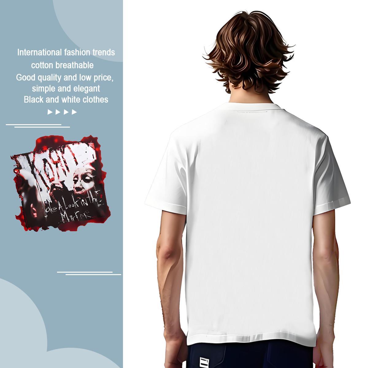 Classic Casual scary Men Tops Tees 230g Cotton Man T Shirts DIY Anime Street Breathable Short Sleeve TOP Quality Tees Shirts