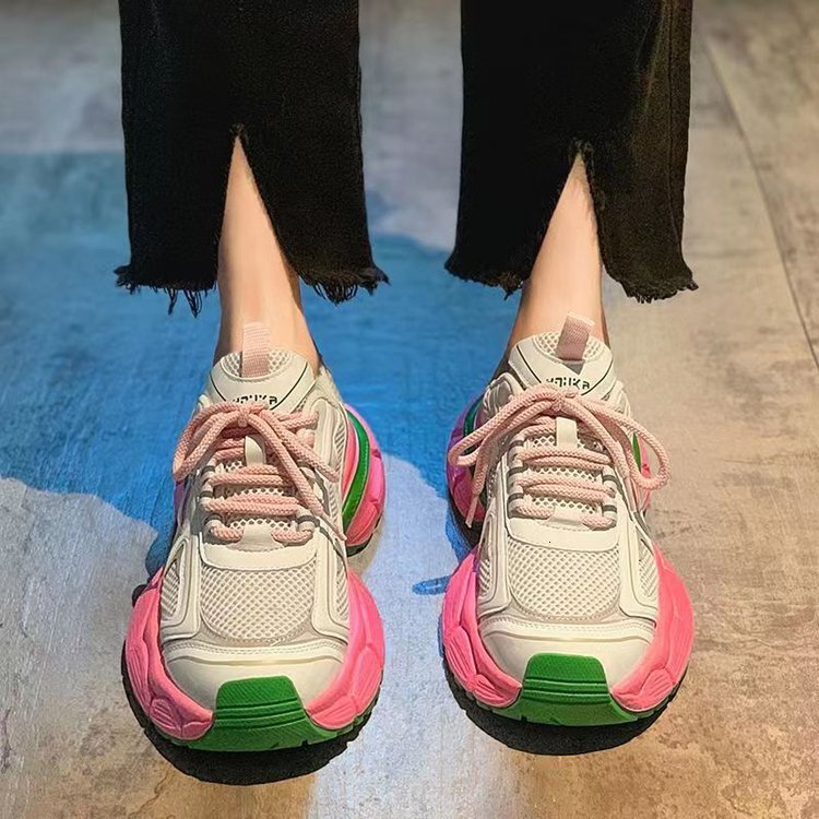 Ddmysports Thick Soled Dad Women S Autumn New Color Blocked Sports Shoes Casual Versatile Breathable And Shock Absorbing Running OUTDOOR