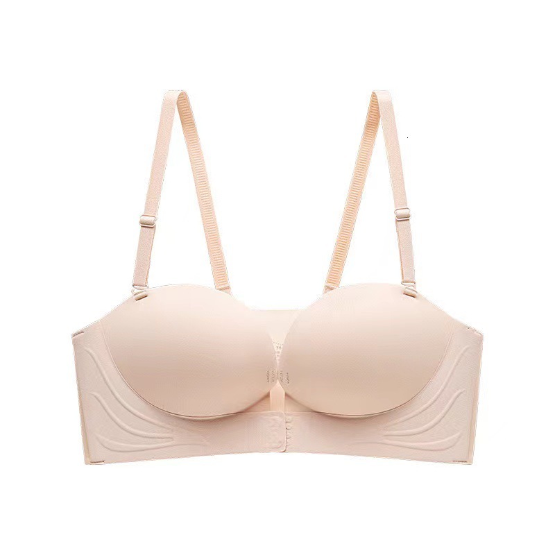 Strapless for female Xia, with a small chest that gathers and highlights, slip front buckle, anti glare bra, no trace, invisible wrapping bra dongduma
