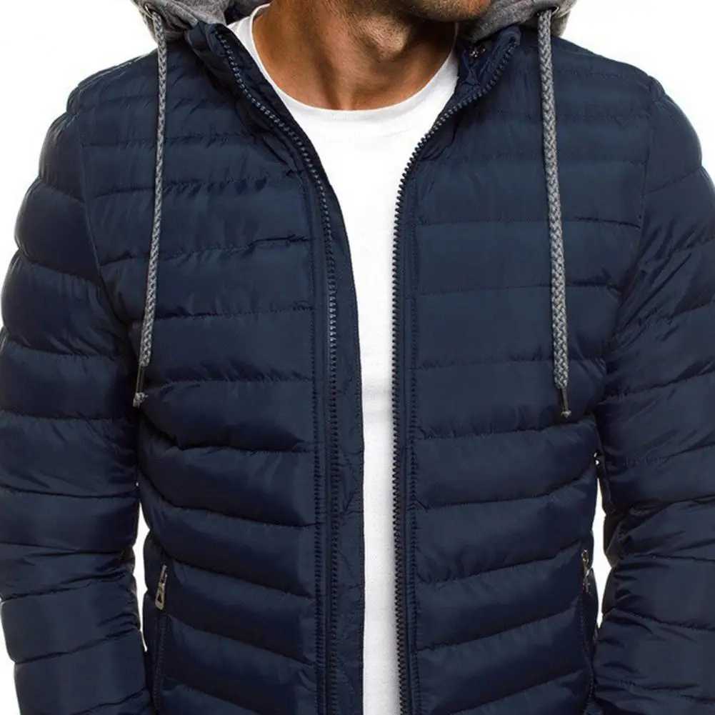 Puffer jacket Men Winter Parkas Fashion Solid Hooded Cotton Coat Jacket Casual Warm Clothes Mens Overcoat Streetwear Puffer Jacket Plus Size M240821