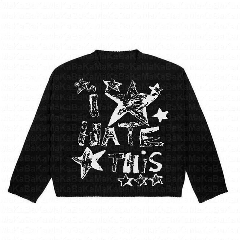 Womens Mens Vintage Knit Sweaters Fall/Winter Pullover Sweater Unisex Y2K Harajuku Oversized Sweater Print Chic Aesthetics 240821