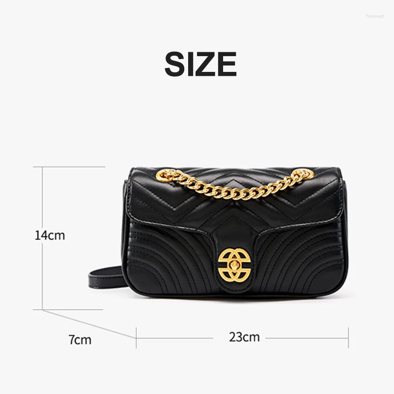Genuine Shoulder Bags Leather Women's Chain Bag 2024 Cowhide Women Crossbody Geometric Pattern Handbag
