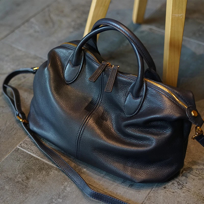 WOONAM unisex Exquisite Limited Grain Genuine Italy Nappa calf leather big Boston bag top handle lage handbag WB648 240820