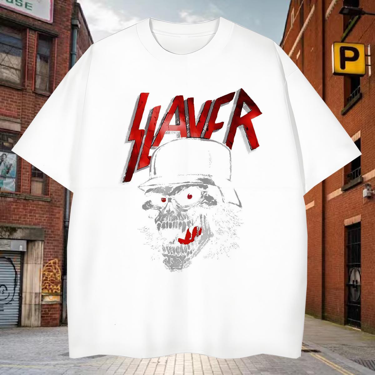 New Men Tshirts 100% Cotton 230g Home Outdoor skull Breathable Crew Neck T Shirts Men Loose Fit Oversized 4XL Clothes