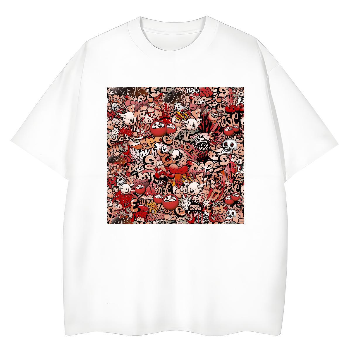 2024 Casual T Shirt For Woman 230g 100% Cotton Breathable Short Sleeve Street Casual skull Women Tees Popular Customized Print Wear