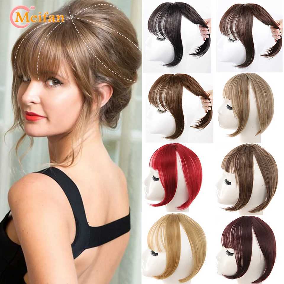 MEIFAN black matching red and pink bangs top with air bangs sandwiched at the edge of hair invisible seamless synthetic natural bangs W240817