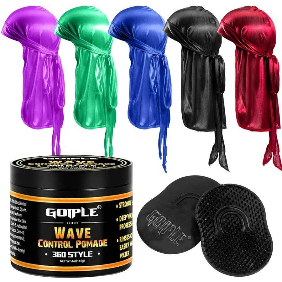 360 Style Wave Control Pomade gel Powerful Keep Moving Wave Hair Cream Mens Wax Wave Clay Silk Durable Wave Hat Set W240820