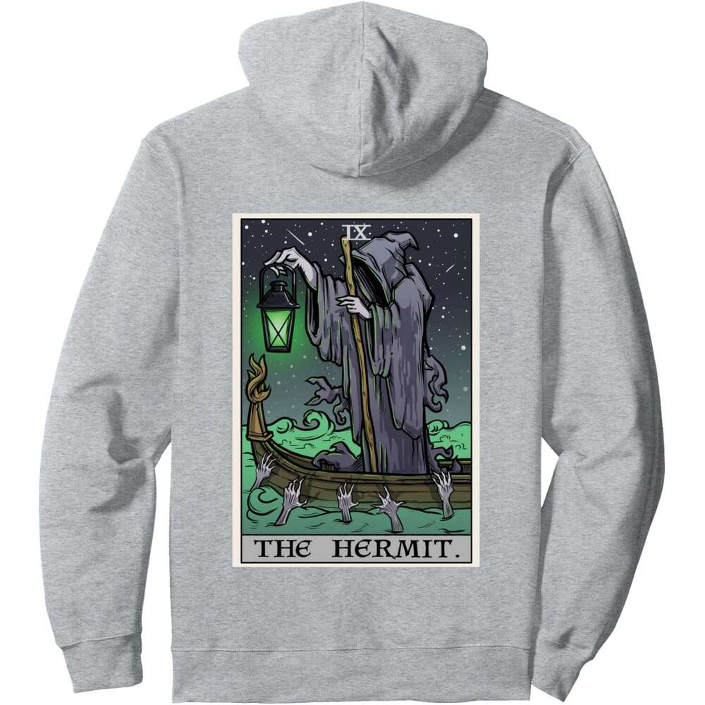 Hoodie for Mens Womens The Hermit Tarot Card Halloween Grim Reaper Gothic Horror Pullover Hoodie Graphic Hoodies Sweatshirt Pullover Long Sleeve 2025