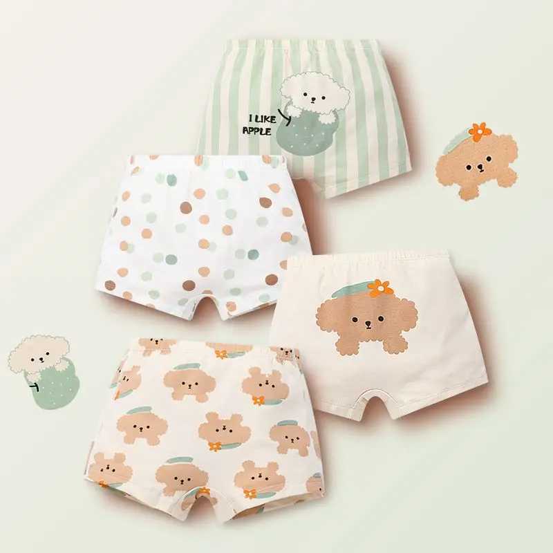 4 Piece/Lot Children Panties Cotton Girl Baby Soft Cute Cartoon Underpants For Kids Teen Fashion Pretty Student Breathable Short Y240821