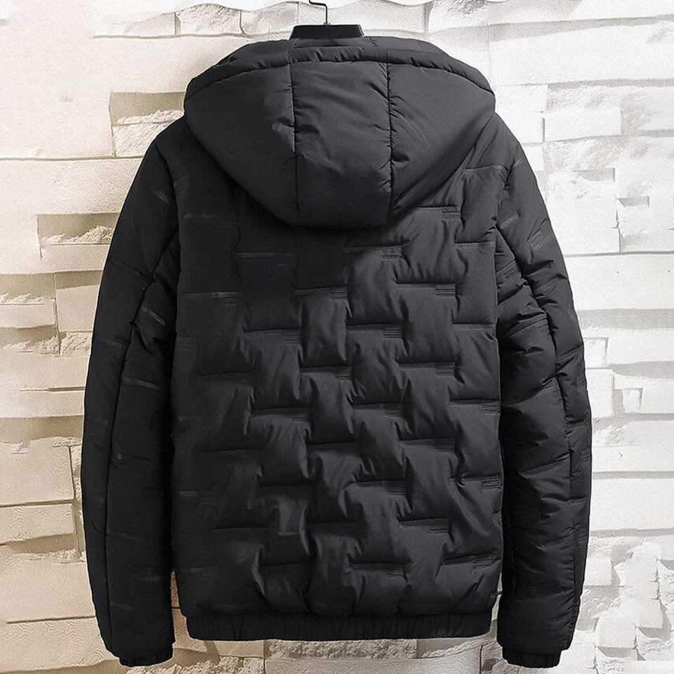 Puffer jacket Jacket Coat Winter Male Mens Outwear Polyester Puffer Quilted Padded Warm Zip Up Bubble Down Casual Hooded Fashion M240821