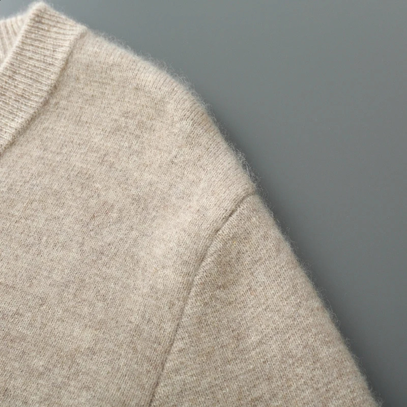 autumn and winter mens 100% pure wool knit cardigan V-neck loose business casual sweater coat 240821