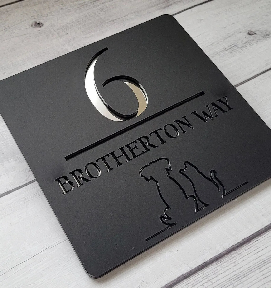 Personalized Door Number Sign Double Layered Acrylic Custom House Plate Modern Home Office Address Pet Pattern Sign 240821