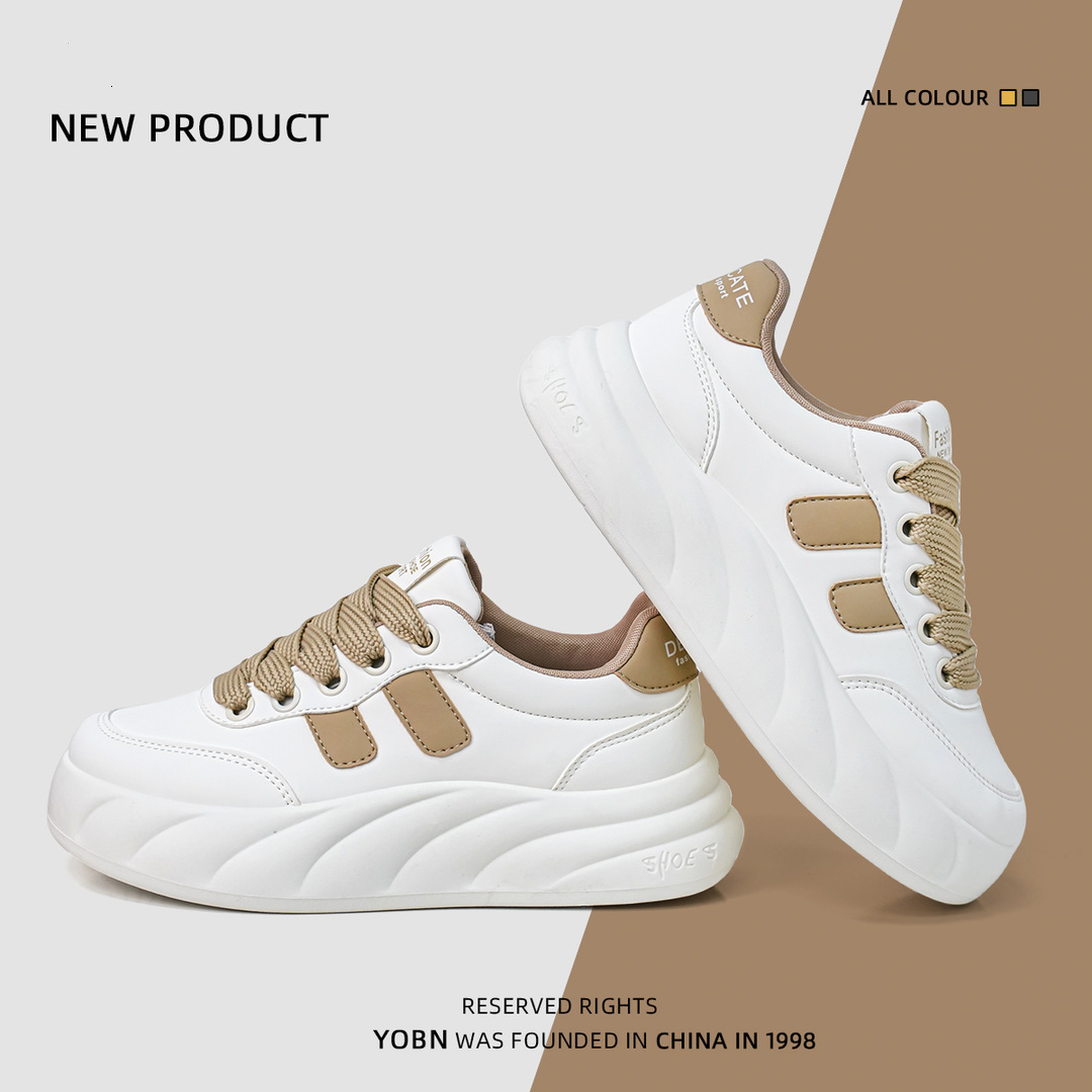 Ddmyoutdoor Sponge Cake Thick Sole Bread White Women Spring New Korean Version Casual Board Students Comfortable Sports Shoes For OUTDOOR