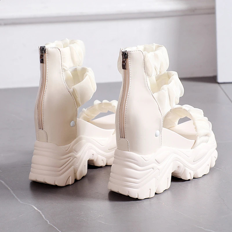 Summer Sandals 10CM Wedge Heels Sneakers 2024 Women Beach Flip Flop High Platform Casual Sandals Breathable Walking Slippers 240819