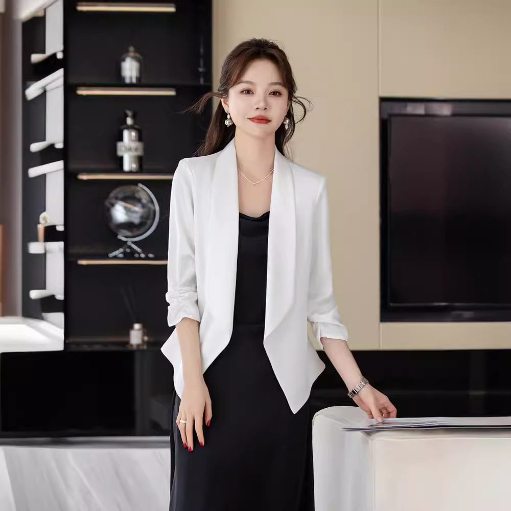 Sunscreen breathable acetate satin small suit jacket for women's summer new style, high-end feeling, short and casual cardigan