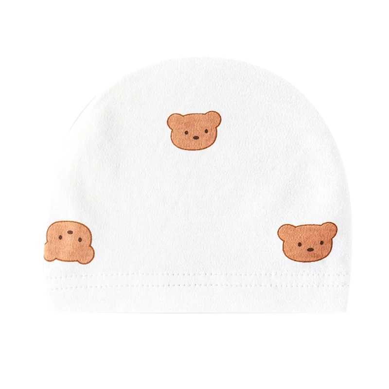 Infant Beanies Caps Baby Hat Cartoon Bear Boneless Muslin Hat Newborn Headwear Windproof Spring Hat 0-3M Baby Hats Dropshipping M240821