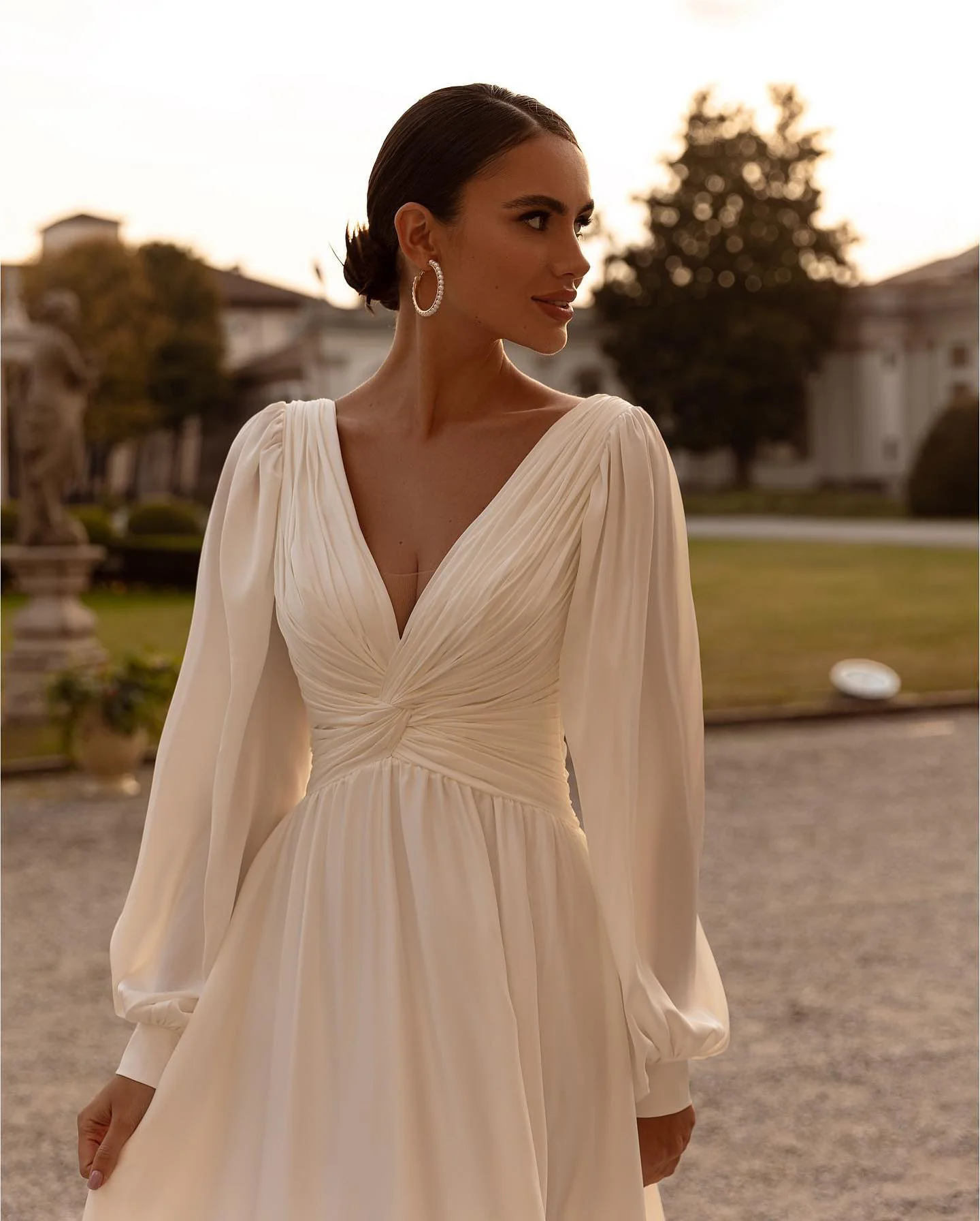 Boho Country Wedding Dresses Bridal Gown Long Sleeves A Line Chiffon Bridal Gowns Floor Length Custom Made Plus Size vestidos de novia