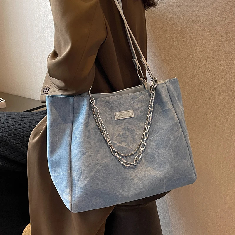 High-capacity Tote Bags for Women Korean Chain Fairy Y2k Fashion Crossbody Bag Girls Preppy Sweet Student Shoulder Handbags Chic 240820