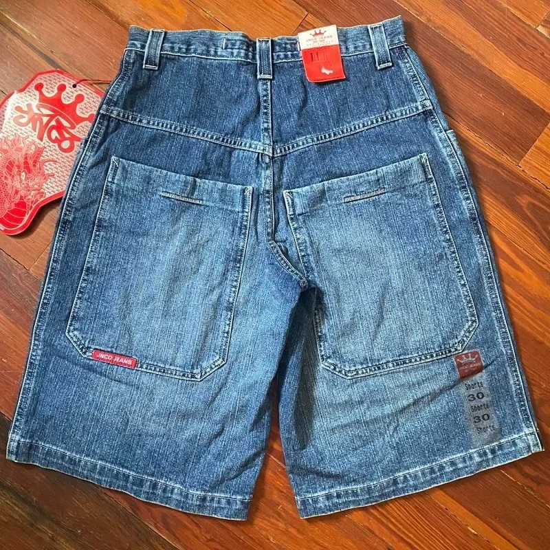Y2k retro street fashion dragon pattern printed mens denim shorts casual loose basket shortsW240723