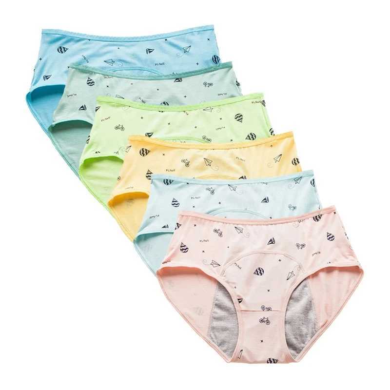 1/4/6Pcs Soft Modal Kids Briefs Girls Children Leak-Proof Panties For Teenager Menstrual Underwear Cute Pink Lingerie Y240821