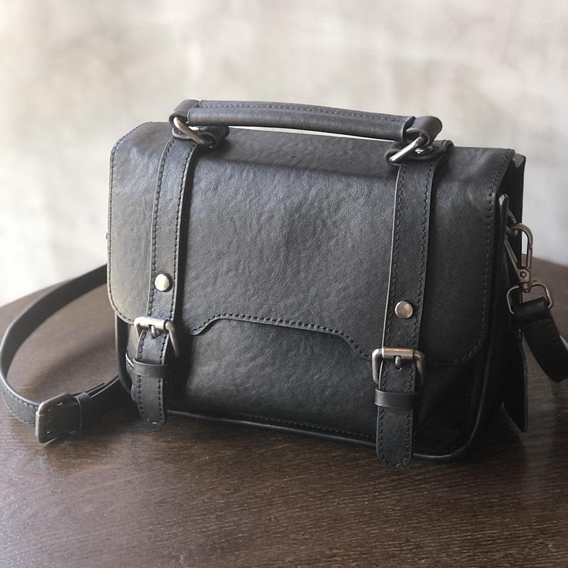 Free Shipping Bag Vintage Messenger With Plaster Skin Texture Niche Handmade Cowhide Small Square Women's All-match Genuine Leather Handbag Cross