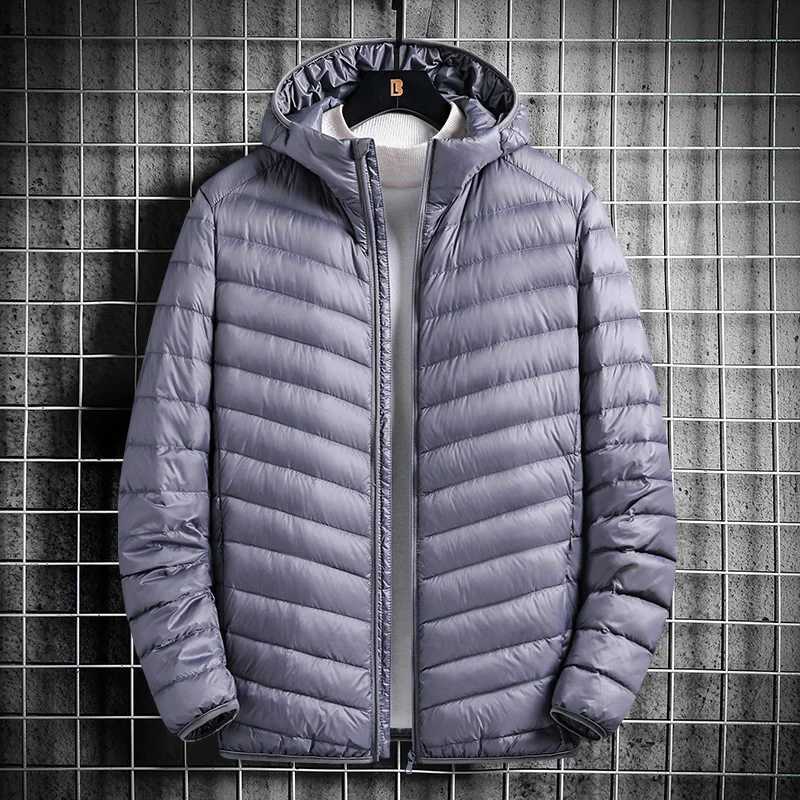 Puffer jacket New High Quality Mens Fashion Business Casual British Style Gentleman Korean Version Hooded Down Jacket White Duck Down Jacket M240821