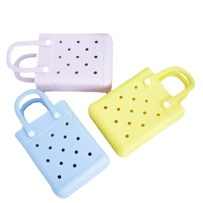 Lawaia beach handbag hole and drainage 1 piece DIY cute jelly small square bag childrens EVA waterproof decorative bag 240820