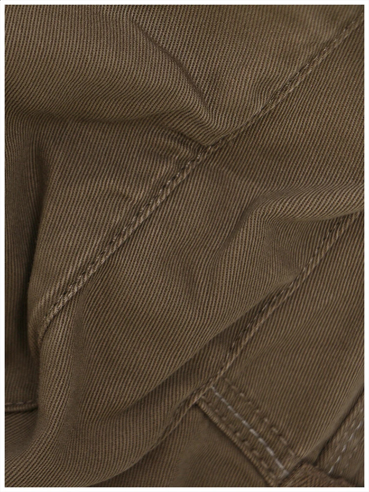 EAM High Elastic Waist Brown Pocket Zipper Long Casual Half-body Skirt Women Fashion Spring Autumn 1DE9890 240820