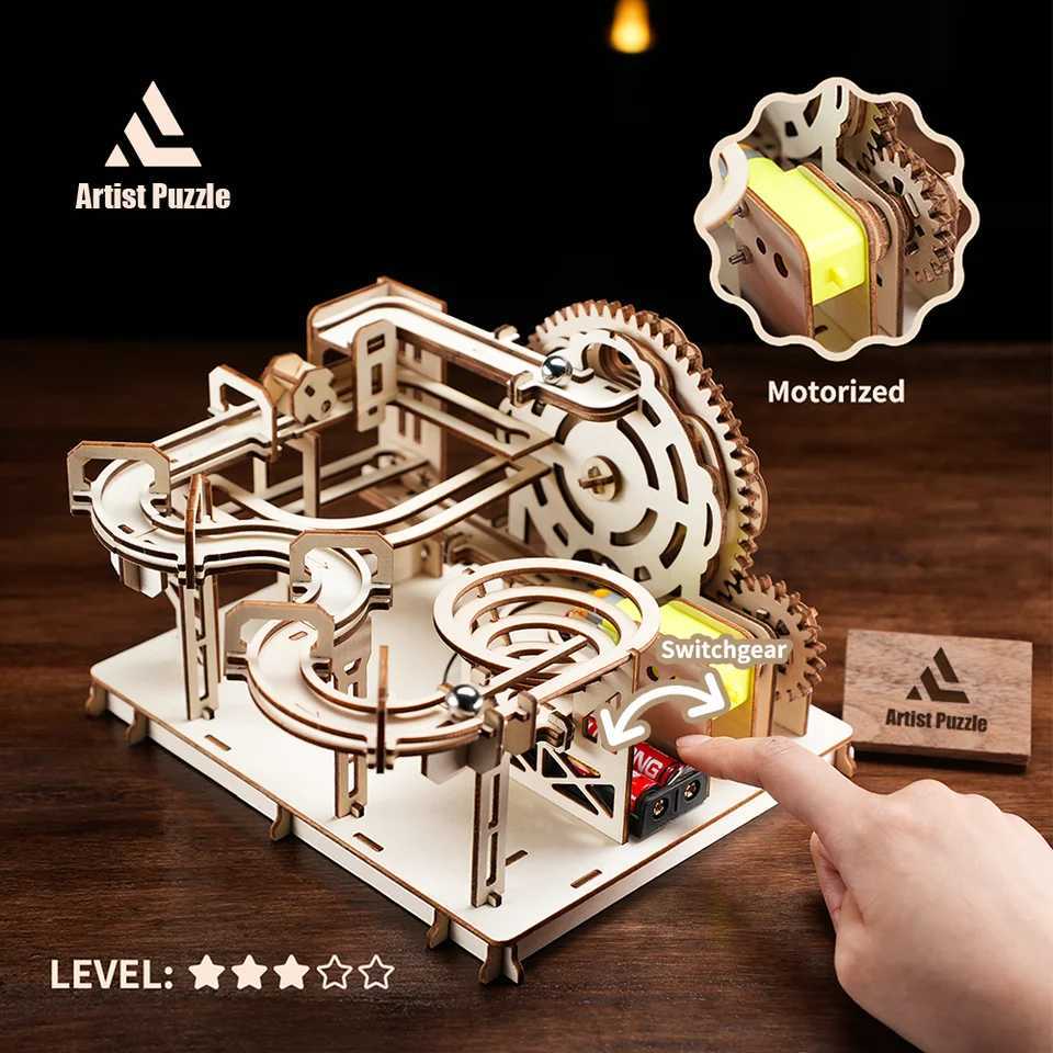 DIY 3d Marble Run Track Montessori Education Toys Wood Jigsaw Wooden Building Kits Gifts For Kids Free shipping
