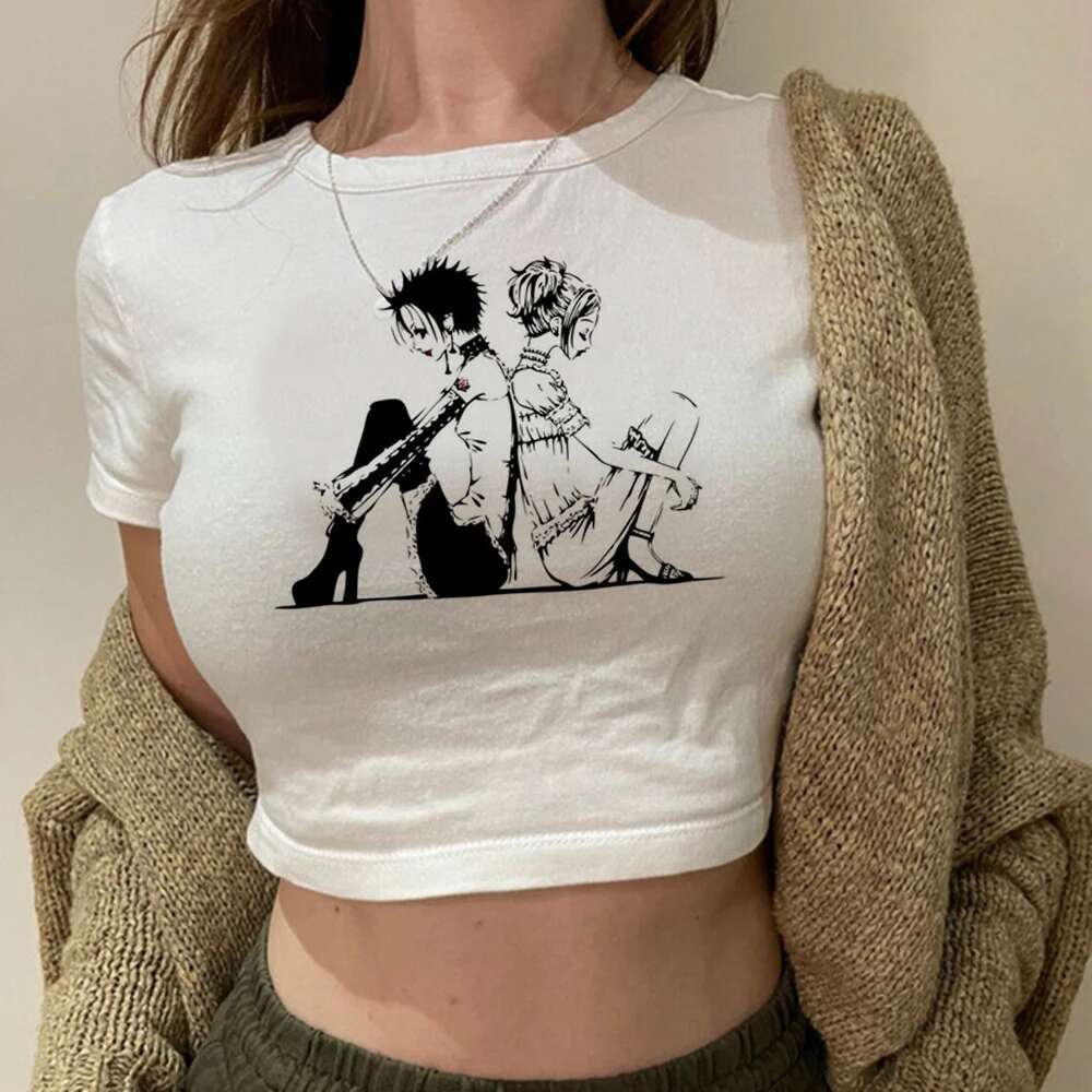 Summer Cropped Nana Anime Kawaii Cartoon T-shirt Women Haruku Aesthetic Corp Top Casual Tshirt Fashion Y2k Female T Shirt