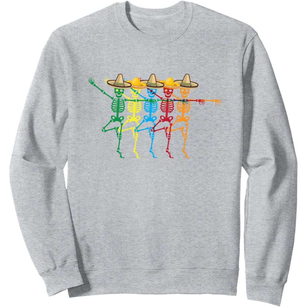 Long Sleeve Shirts for Men sweatshirt Multicolored 5 Skeletons With Mexican Hats Funny Sweatshirt T shirt Tee Streetwear Casual tops clothes