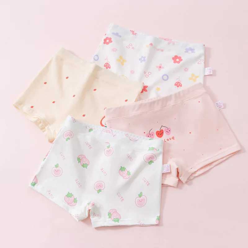 4PCS Girl Cotton Antibacterial Panties Kid Thin Breathable Briefs 1+y Young Children Underwears Baby Cute Cartoon Print Knickers Y240821