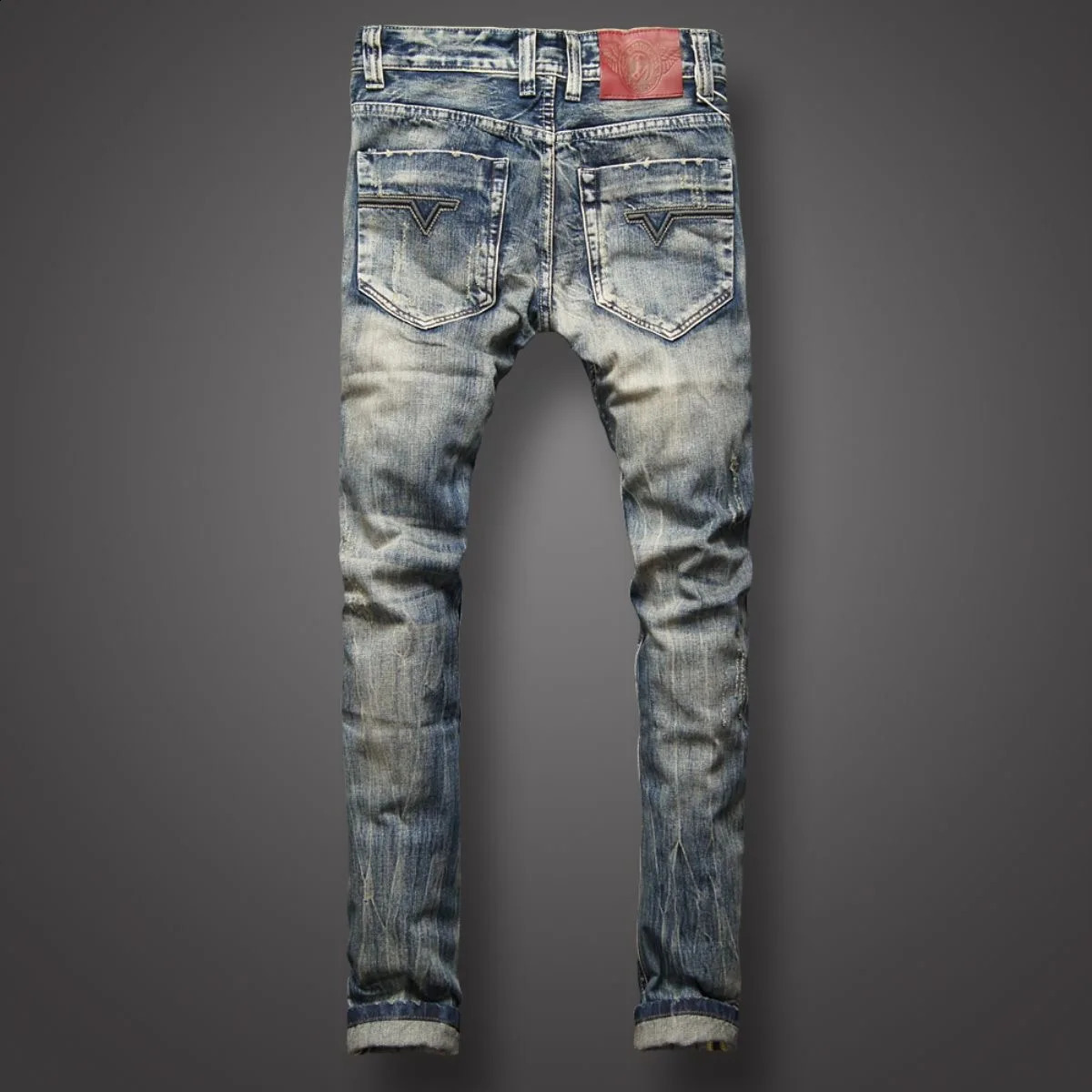 Spring and Autumn Fashion Casual Solid Color Vintage Ripped Jeans Mens Slim Comfortable Elastic High-Quality Jeans 240821