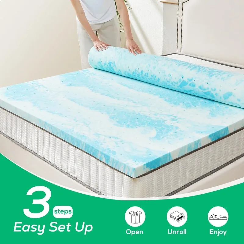 2 Inch Twin Mattress Topper Cooling Gel Memory Foam Bed for Size Pad CertiPURUS Certified 240820