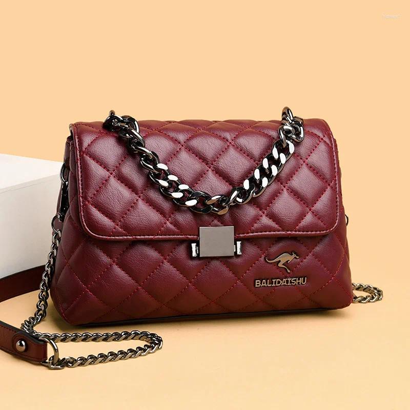 Bag Korean Fashion Rhombic Chain Women's Straddle Shoulder Broadcast Taschen Women Messenger Bags Leather Handbags Black