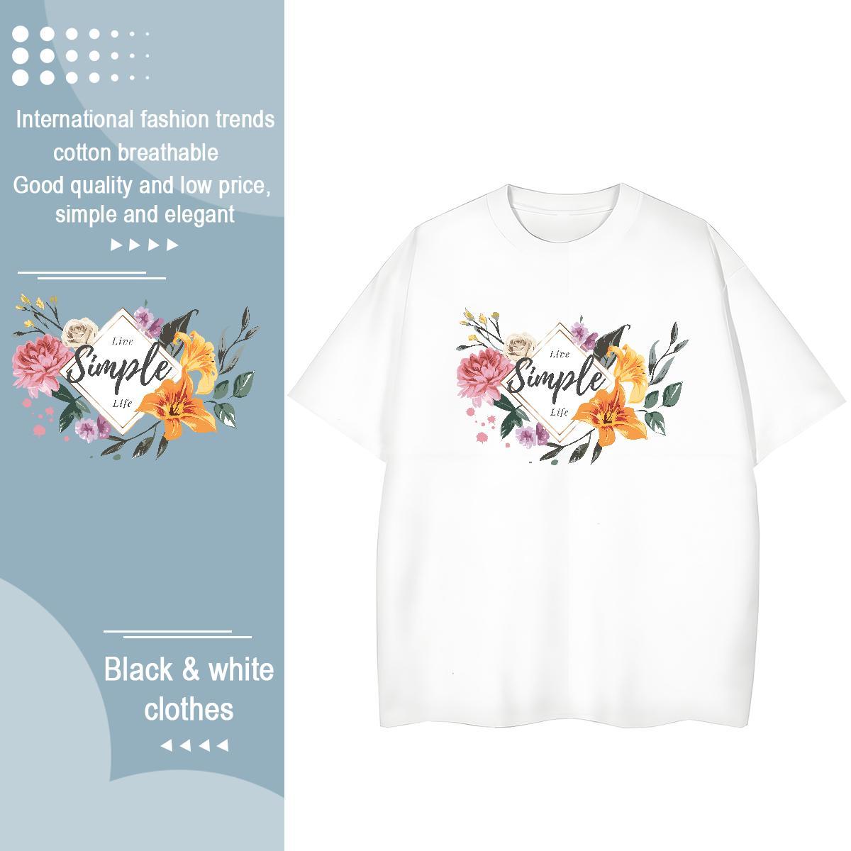 2024 Designer T Shirt For Woman Breathable 230g 100% Cotton Womens Tshirts Black White flower Beach Wholesale Polos