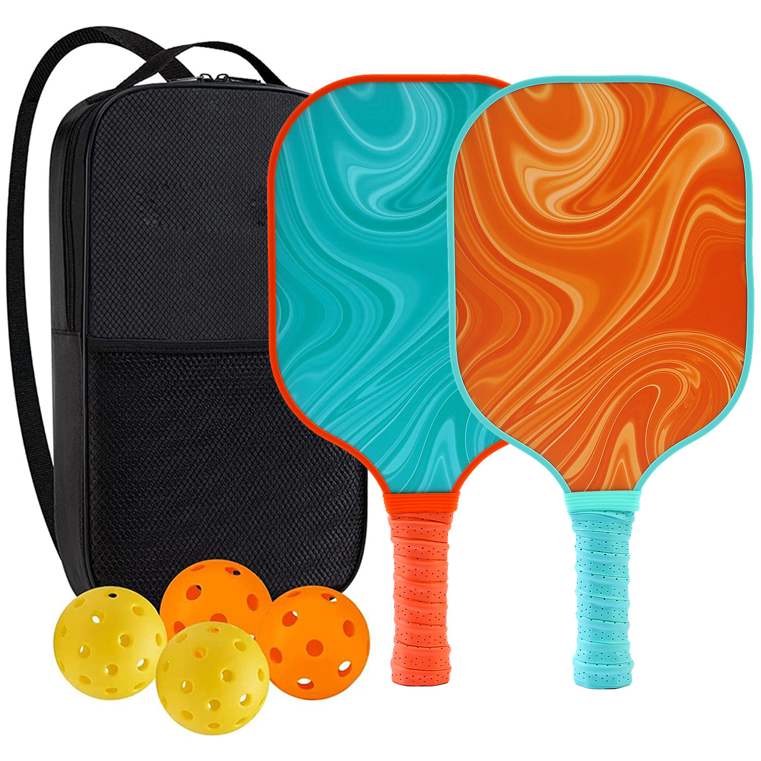 High-Performance Fiberglass Pickleball Paddle for Competitive Outdoors Games 2 Paddle & 4 ball & 1 bag 9901-9903