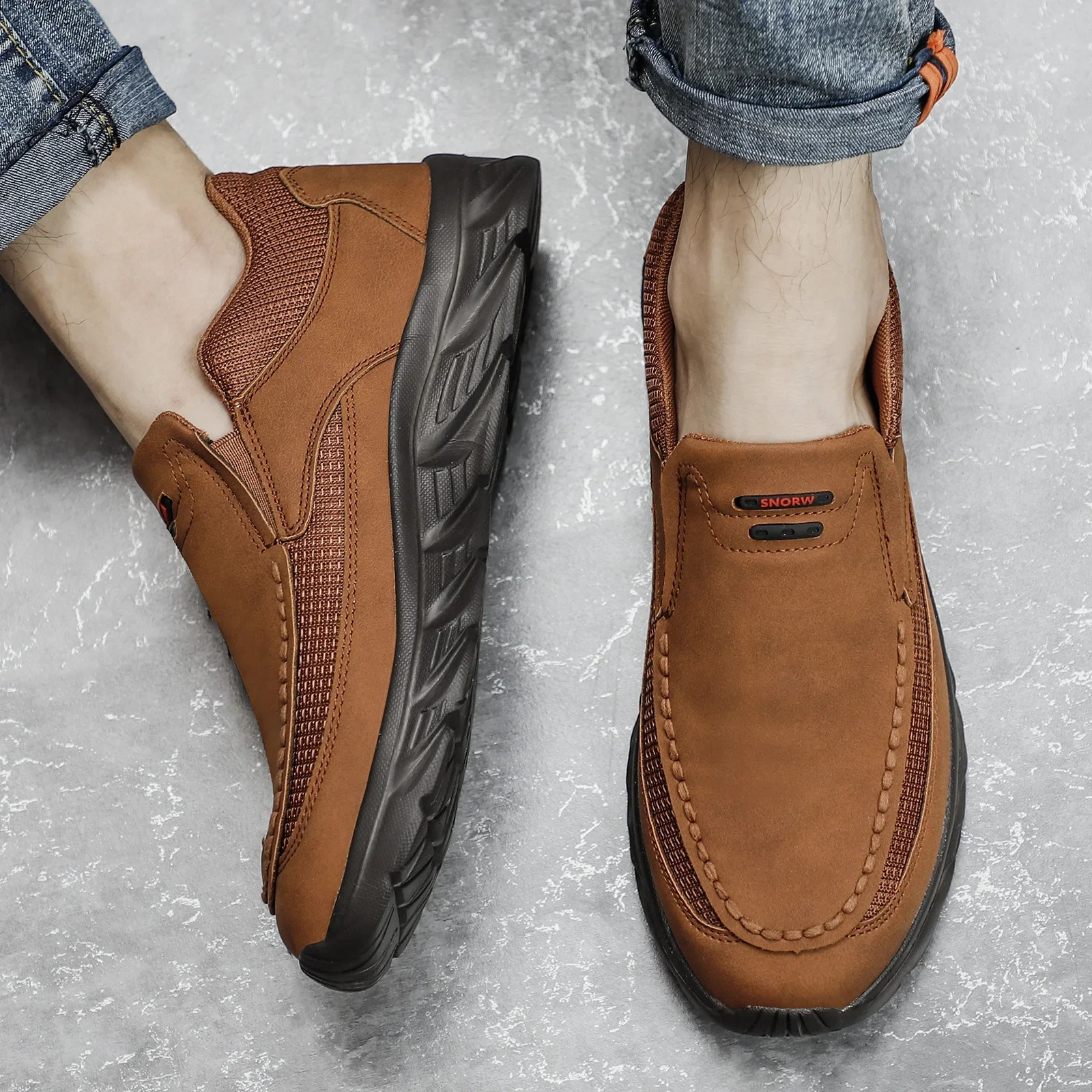 Mens leather casual shoes breathable Loafers mens sports shoes 2024 comfortable leather flat shoes sports shoes for men 240821 ww